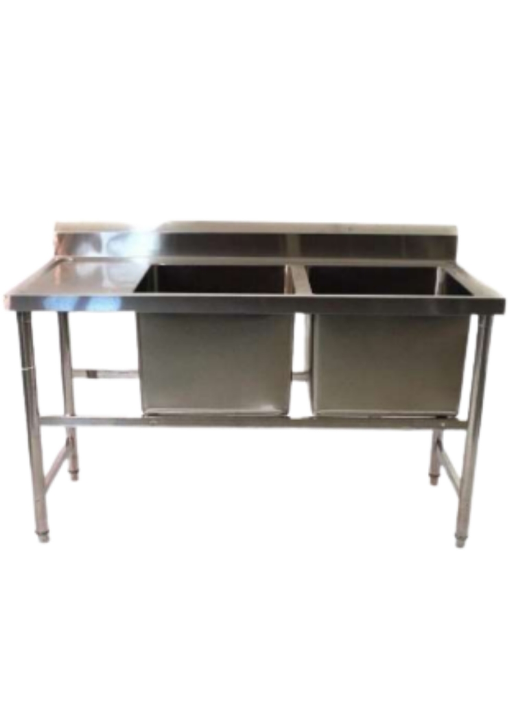 PIA AÇO INOX 1,50 X 0,70 X 0,85CM COM 2 CUBAS 50 X 50 X 35CM - URUMAX