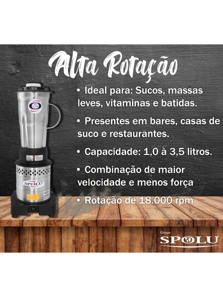 LIQUIDIFICADOR ALTA ROTAÇÃO 1,75 LITROS - COPO POLIPROPILENO - 220V - SPOLU